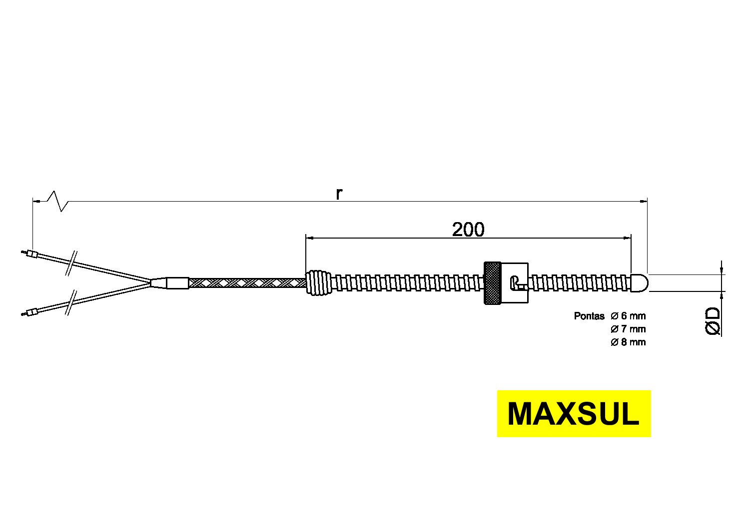 Termopar Flexível Série TPF001